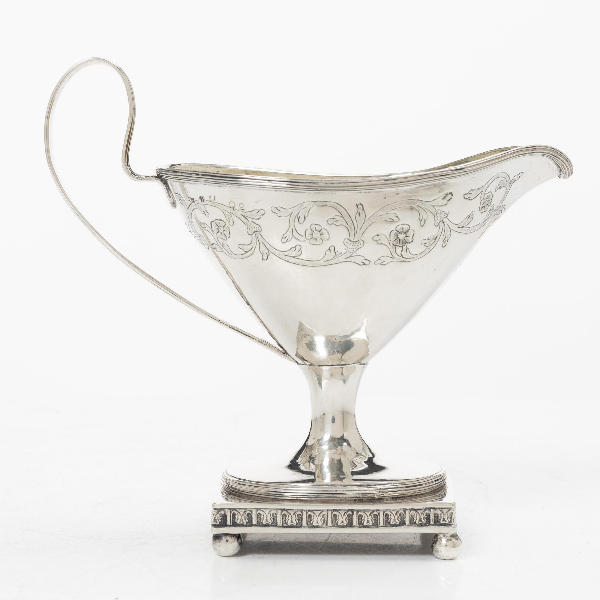 A Swedish late 18th century parcel-gilt silver creamer, mark of Johan Wilhelm Zimmerman, Stockholm 1798.