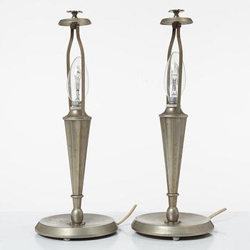 Harald Notini, Table lamps, a pair, model 6898, Böhlmarks lamp factory, Stockholm 1920s-30s.