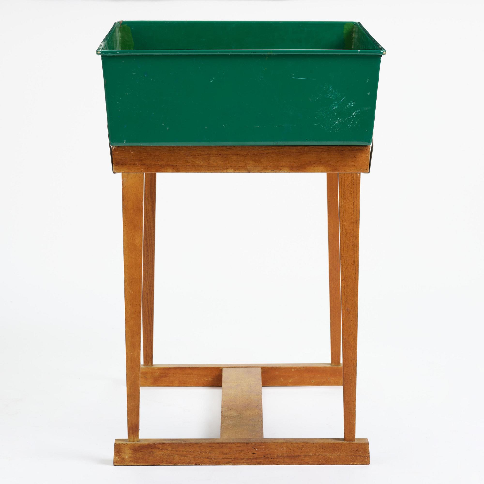 Josef Frank, a rare flower table with green lacquered box model "B 2084", Firma Svenskt Tenn, Sweden, 1950-60s.