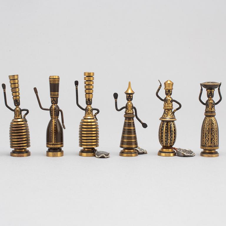 HANS TEPPICH, a set of 16 chess pieces/ biblical miniatures, Israel, 1950's-60's.