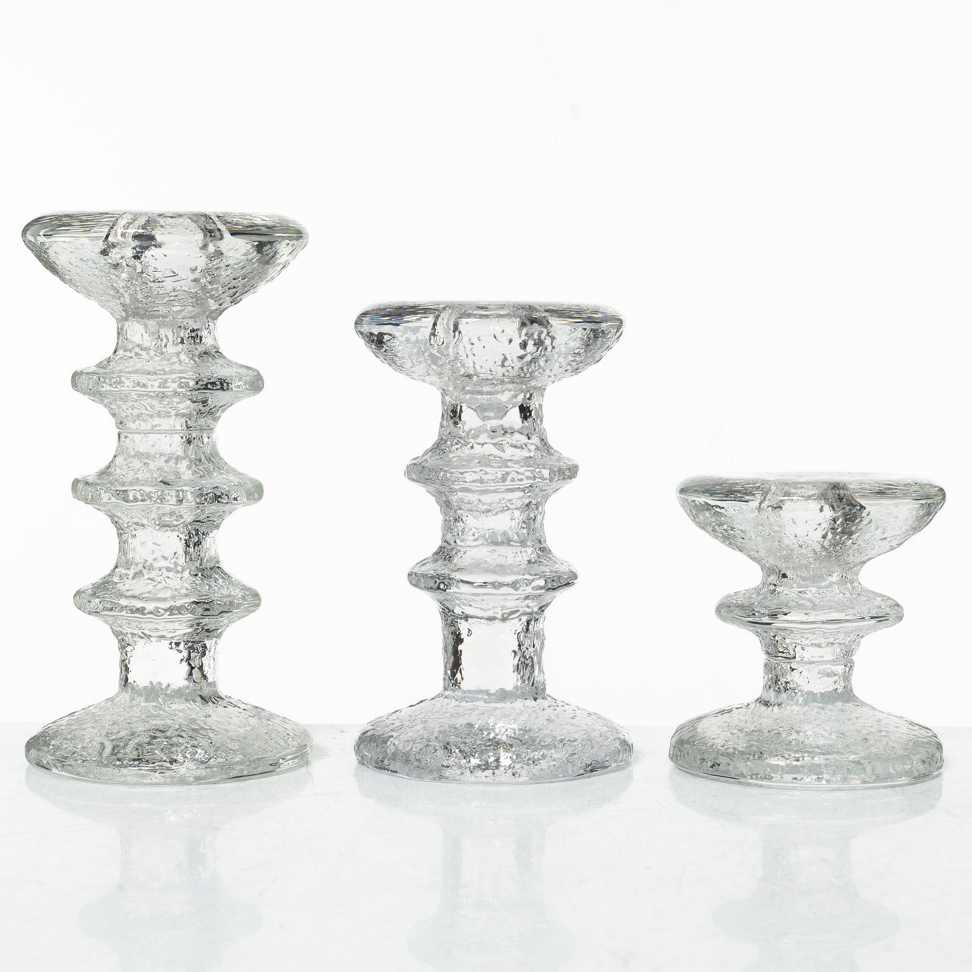 Timo Sarpaneva, a set of six glass candleholders, 'Festivo', Iittala, Finland.