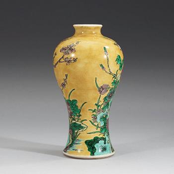 A famille jaune bisquit vase, Qing dynasty.
