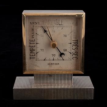 484. CARTIER BAROMETER, silver, guld. Frankrike 1930-t.