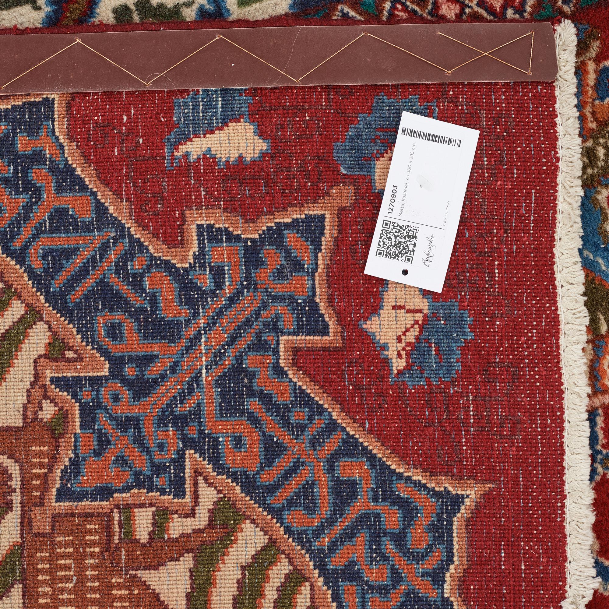 A carpet, Kashmar, ca 380 x 295 cm.