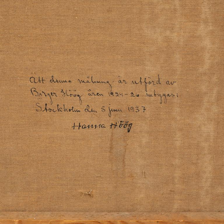 CARL BIRGER HÖÖG, olja på duk, ej signerad, intygad à tergo.