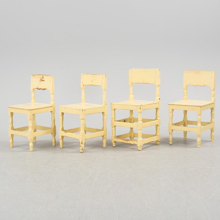 a set of four chairs from the 18th century.