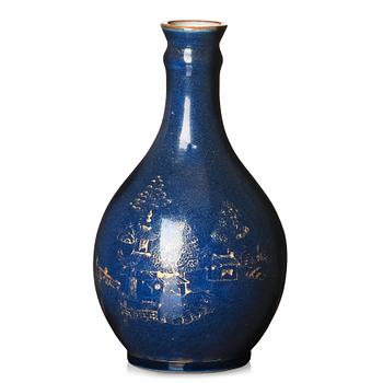 A blue glazed vase, Qing dynasty, Qianlong (1736-95).
