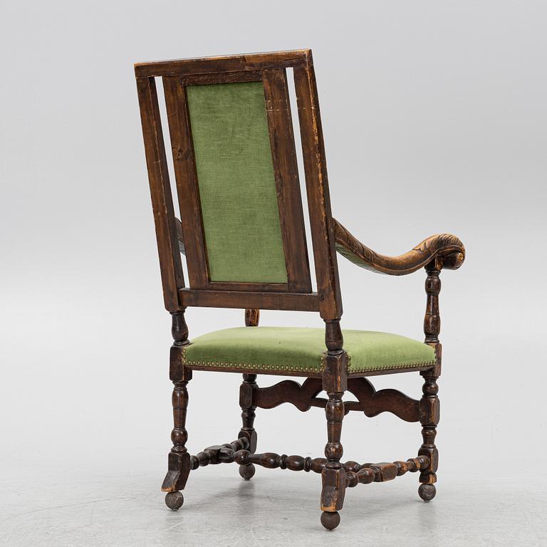 A Baroque armchair, 18th century.