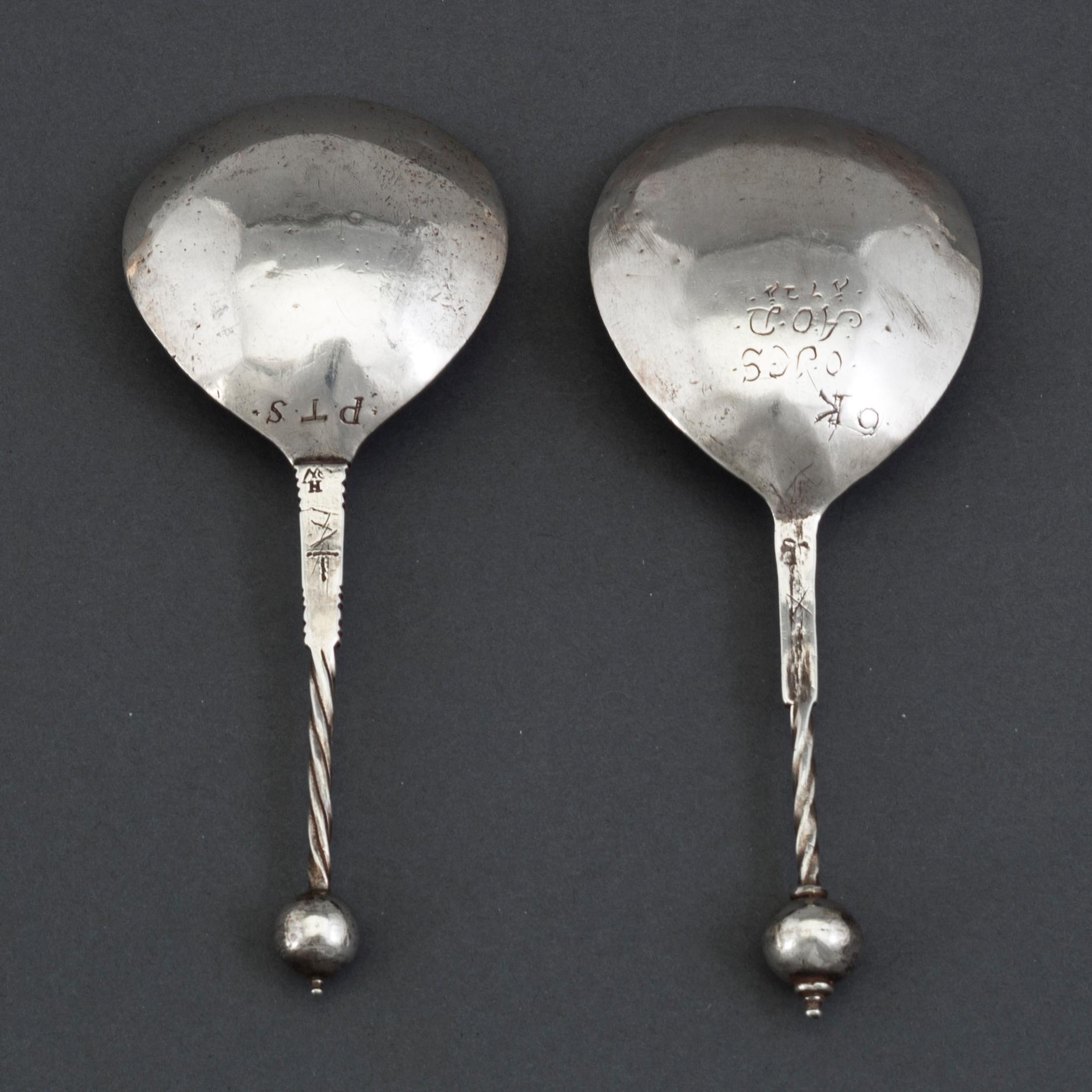 Two Scandinavian 18th century silver spoons, unidentified marks.