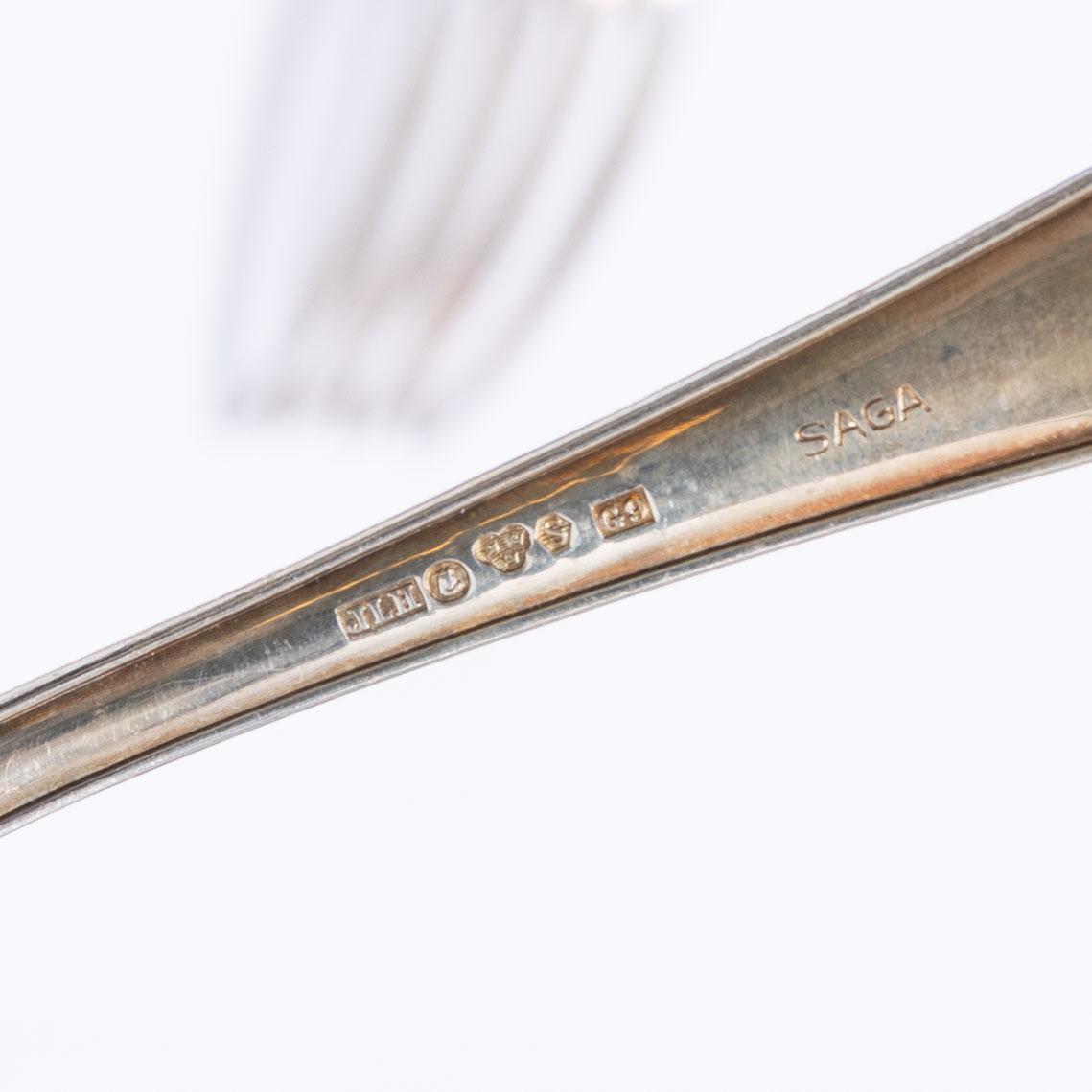 Bestickuppsättning, 87 delar, silver, modell "Saga", övervägande Skandia-Hultman, Stockholm, bl.a. 1960.