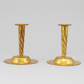Lars Holmström, three brass trays, two pairs of candle holders and a pair of sconces, Firma LArs Holmström, Arvika.