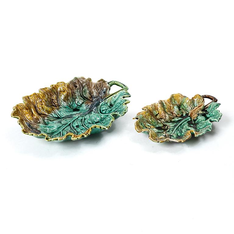 Rörstrand, Two dishes, majolica, late 19th century.