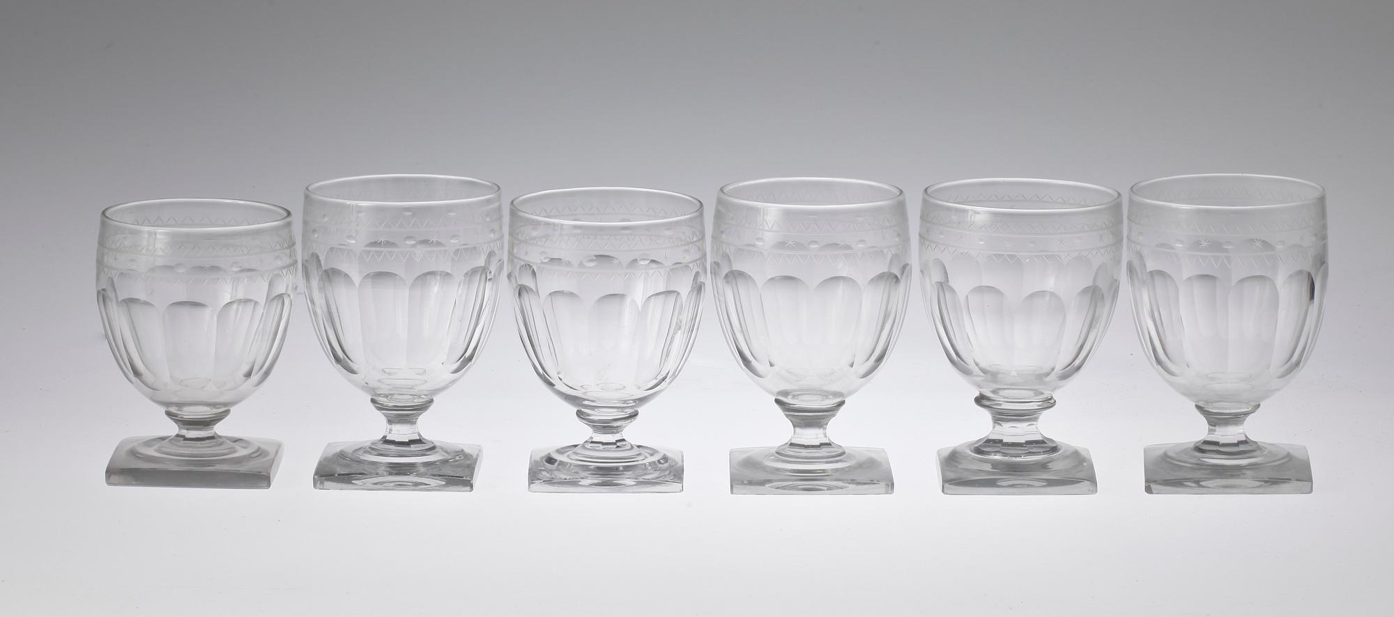 ÖLGLAS, 6 st snarlika, 1800-tal.