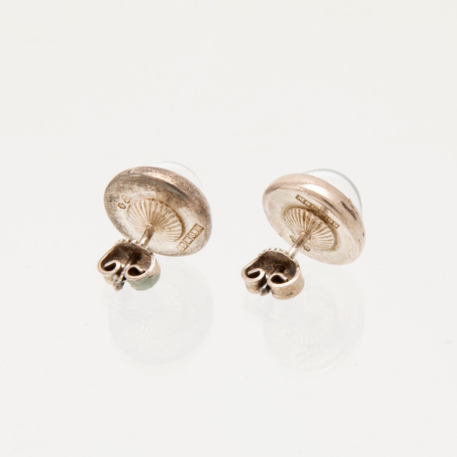 Halsband samt örhängen silver med glas,  Mattsson & Olsson Malmö 1957.