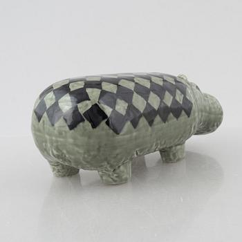 Lisa Larson, figurin, stengods, "Flodhäst" ur serien "Stora zoo", Gustavsberg.