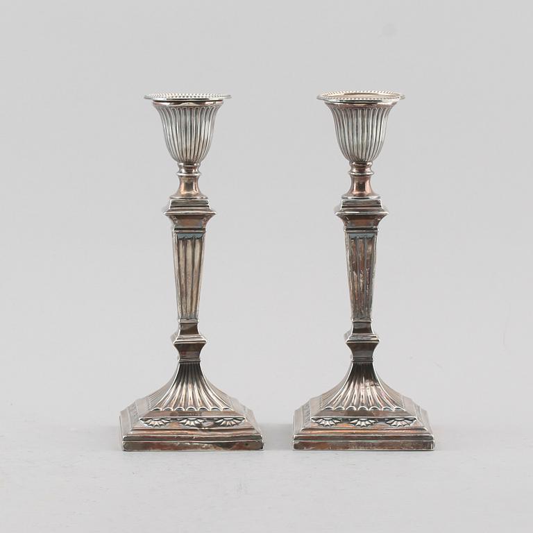 LJUSSTAKAR, 1 par, silver, Sheffield 1884.