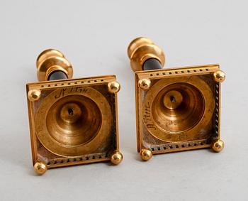 LJUSSTAKAR, 1 par, mässing, Skultuna Bruk, nr 166, tidigt 1900-tal.