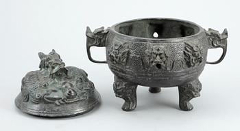 RÖKELSEKAR, brons, sen Qing (1800/1900-tal).