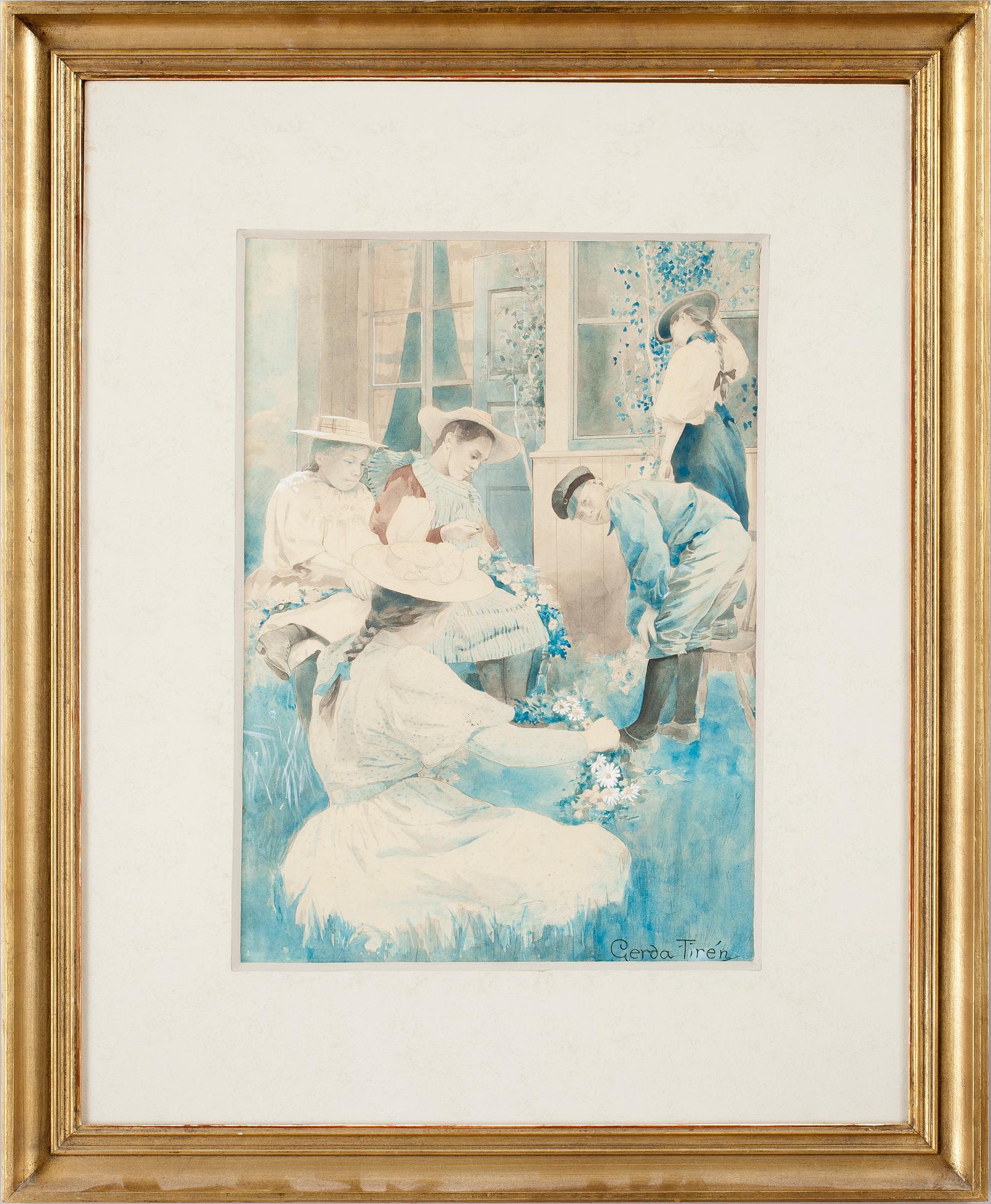 GERDA TIRÉN, akvarell. Sign.