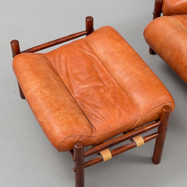 A 1960/70's 'Inca' easy chair and a foot stool by Arne Norell.