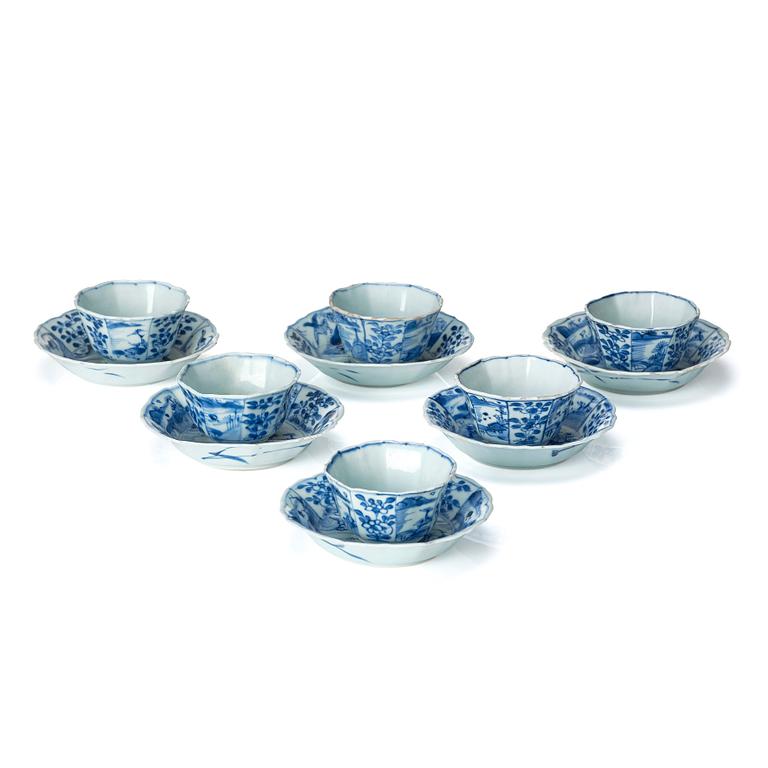 A set of six cups with stands, Qing dynasty, Kangxi (16662-1722).