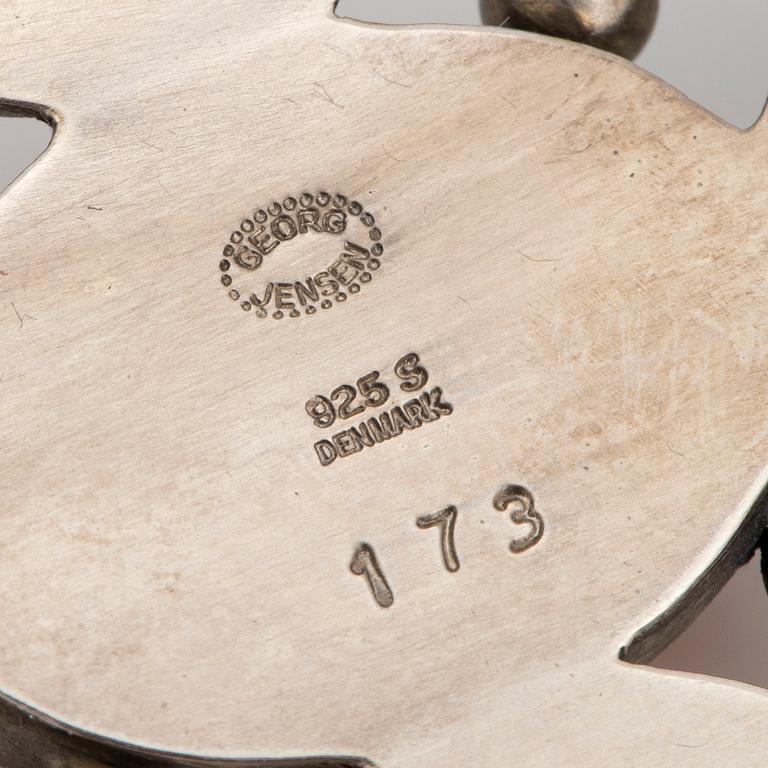 Georg Jensen brosch 173 silver med bärnsten.
