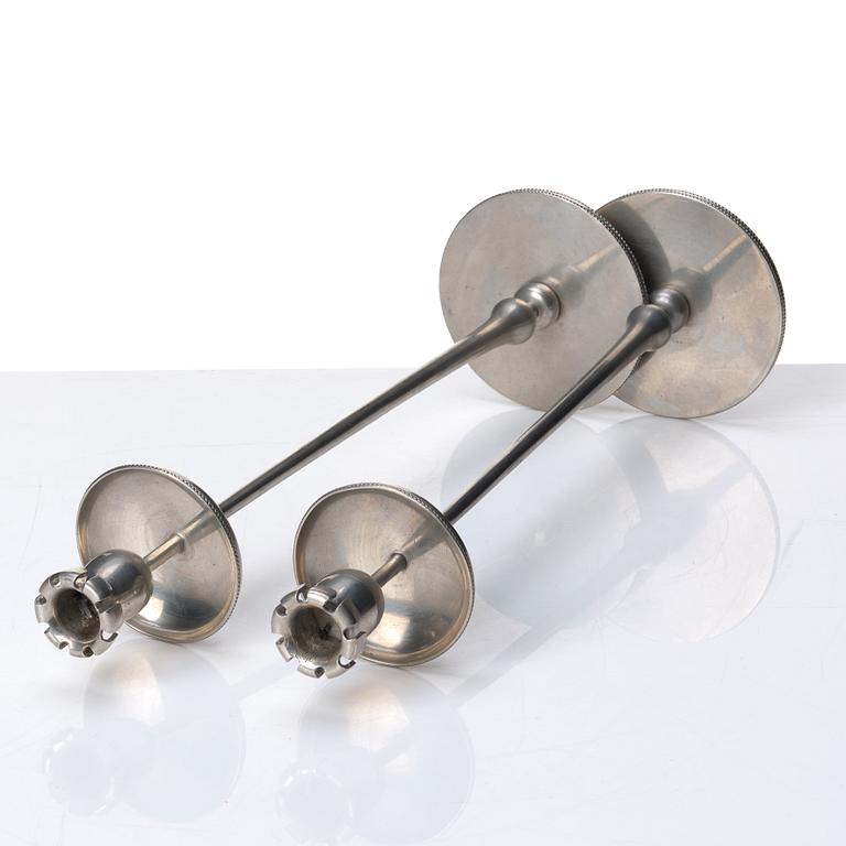 Josef Frank, a pair of pewter candlesticks, Svenskt Tenn, Stockholm 1952 and 1956.