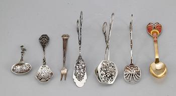 PARTI SILVER, 7 delar, bl a Björn Wiinblad, Danmark 1900-tal. Ca 223 gr.