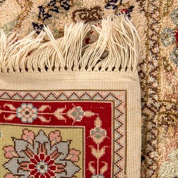 An old silk on cotton Kayseri carpet ca 177 x 123 cm.