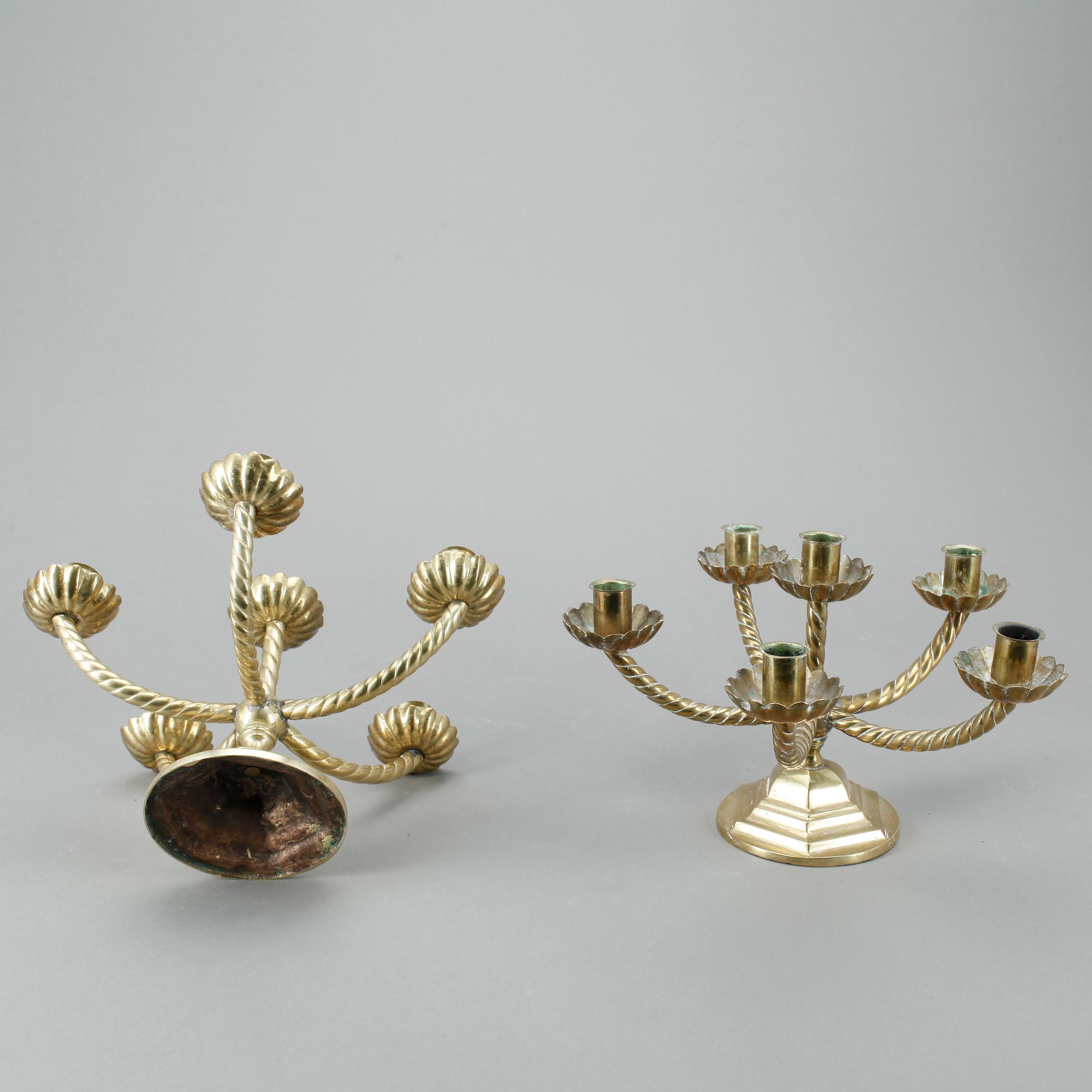 KANDELABRAR, ett par, mässing, 1900-tal.