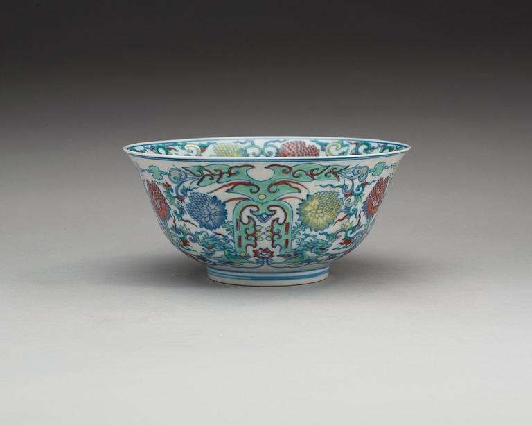 A doucai bowl, presumably Republic, with Yongzheng six character mark.