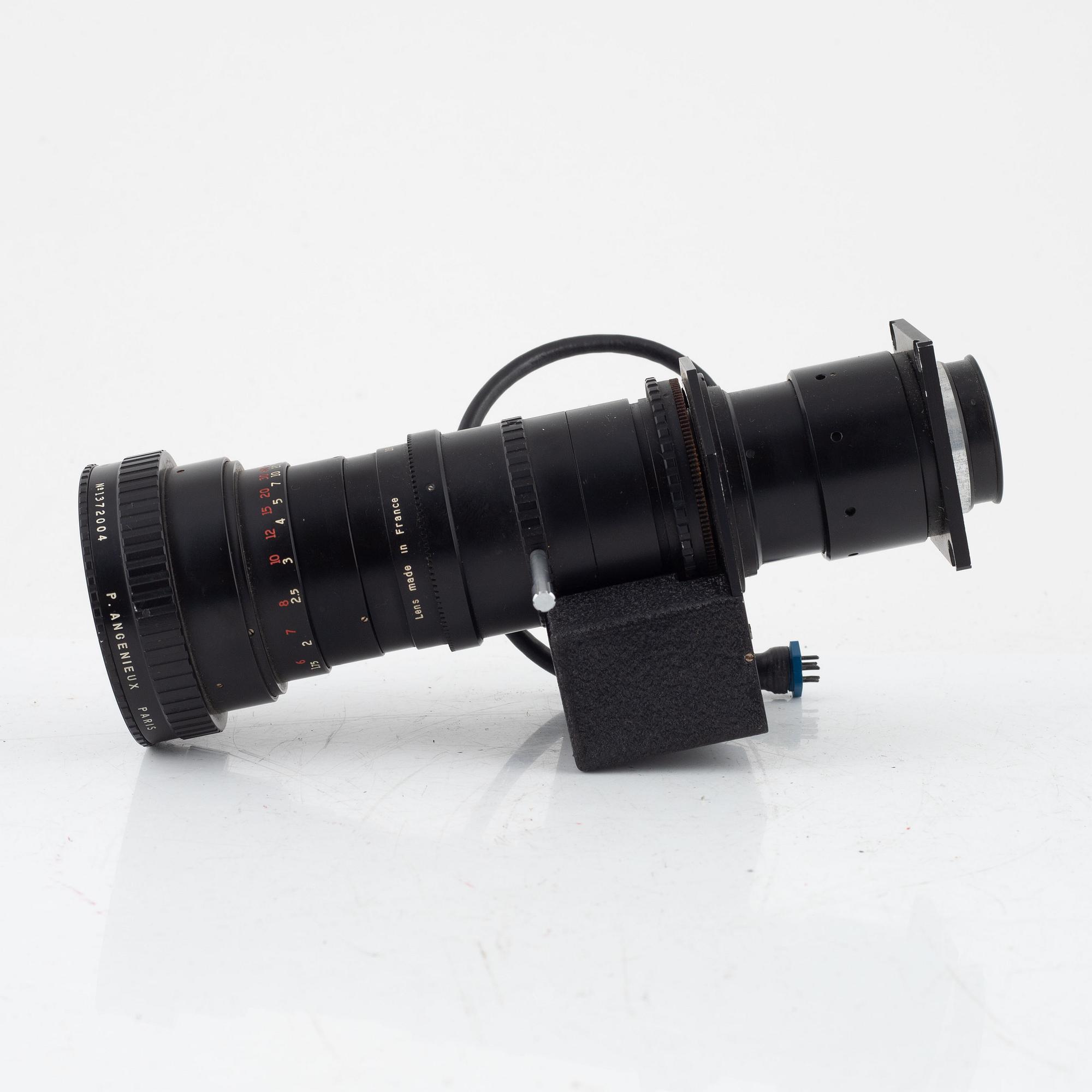 Angenieux objektiv och Nikon MD-2, motor, 1900-talets andra hälft.