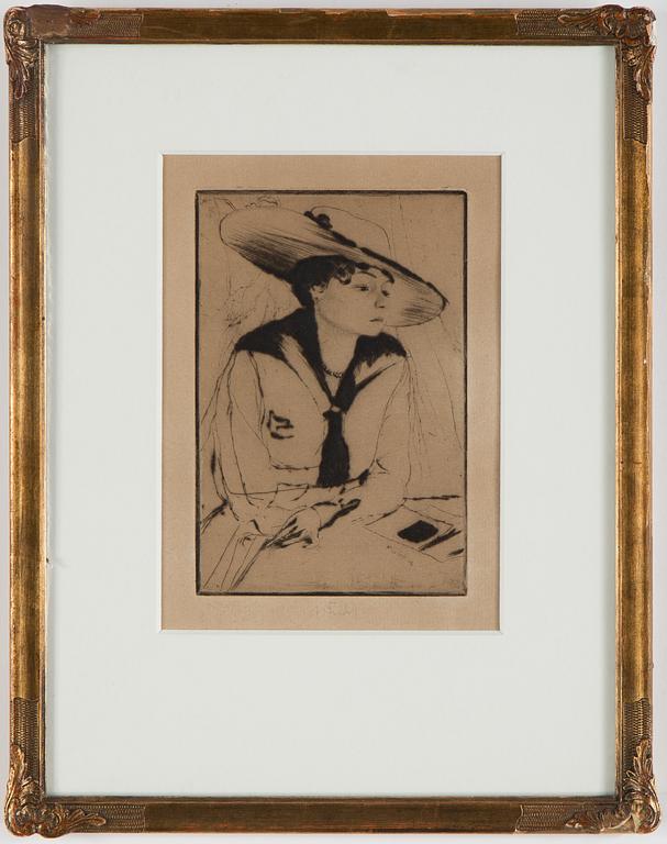 AXEL FRIDELL, drypoint, 1916, signed A. Fridell with pencil.