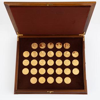 Mynt, 31 st, förgyllt sterlingsilver, med motiv efter Johannes Vermeer, Franklin Mint.