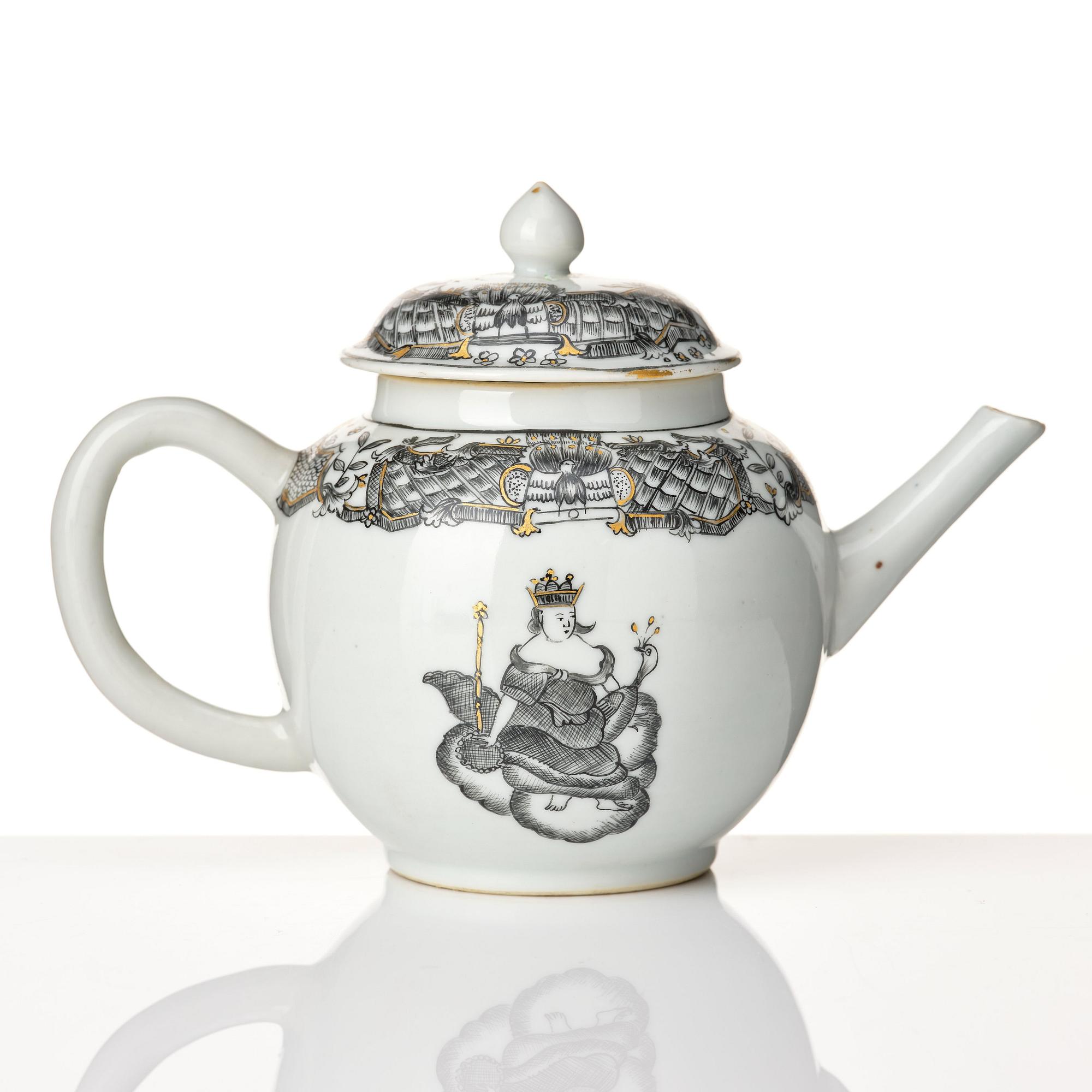 A grisaille tea pot with cover, Qing dynasty, Qianlong (1736-95).