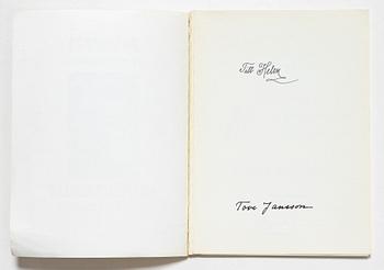 Tove Jansson, book, 'Muumi Hvitträskissä Mumintrollet i Hvitträsk 1974' signed, along with two signed postcards.
