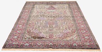 An antique silk Kashan 'Mohtasham' prayer rug, Central Persia (Iran), c. 209 x 135 cm.