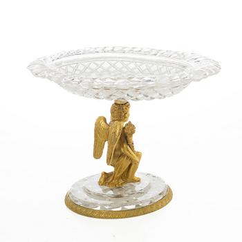 A Fernch Empire cut glass and gilt bronze tazza, first part 19th century.