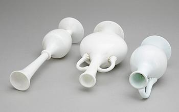 VASER, 3 st, glas, troligen Strömbäcks glasbruk, 1800-tal.