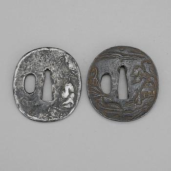 TSUBA, 2 stycken, Japan, 1700/1800-tal.