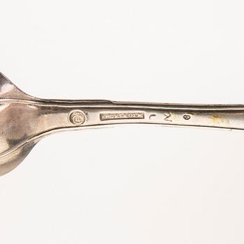 Collection of tablespoons, 28 pieces, silver, by 9 different master silversmiths, Kristianstad, 18th/19th century.