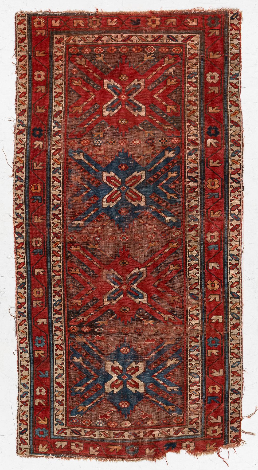 Matta, Kazak, antik, 1800-talets andra hälft. ca 205 x 105 cm.
