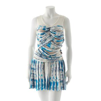 848. LOUIS VUITTON, a blue and white tie dye silk and mesh  sleeveless dress.