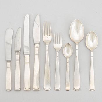 Jacob Ängman, a 125-piece silver flatware set, "Rosenholm2, GAB, Sweden, 1964-2000.