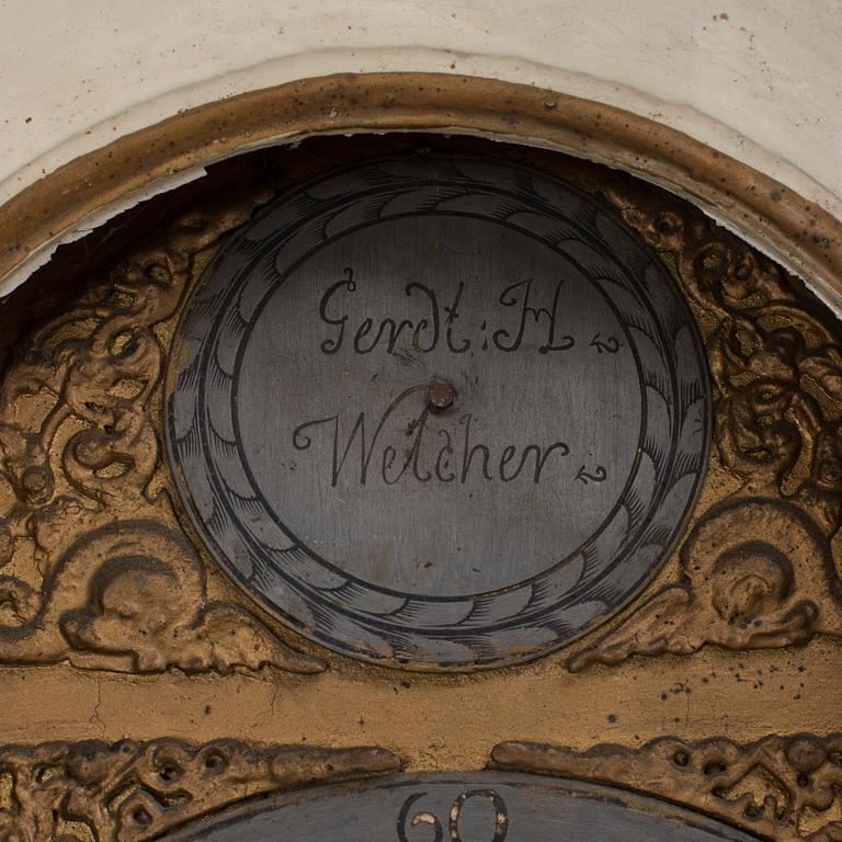 A 18th century gandfather clock.