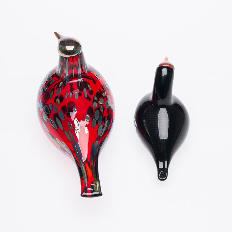 FIGURINER, glas, 2 st, signerade O. Toikka, Nuutajärvi.