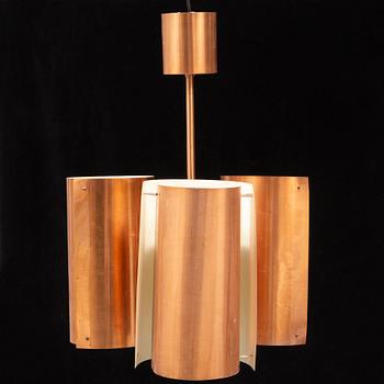 A copper ceiling light.