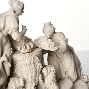 An Italian bisquit porcelain figure group with the arms of Savojen, Vinovo, marked 1817.