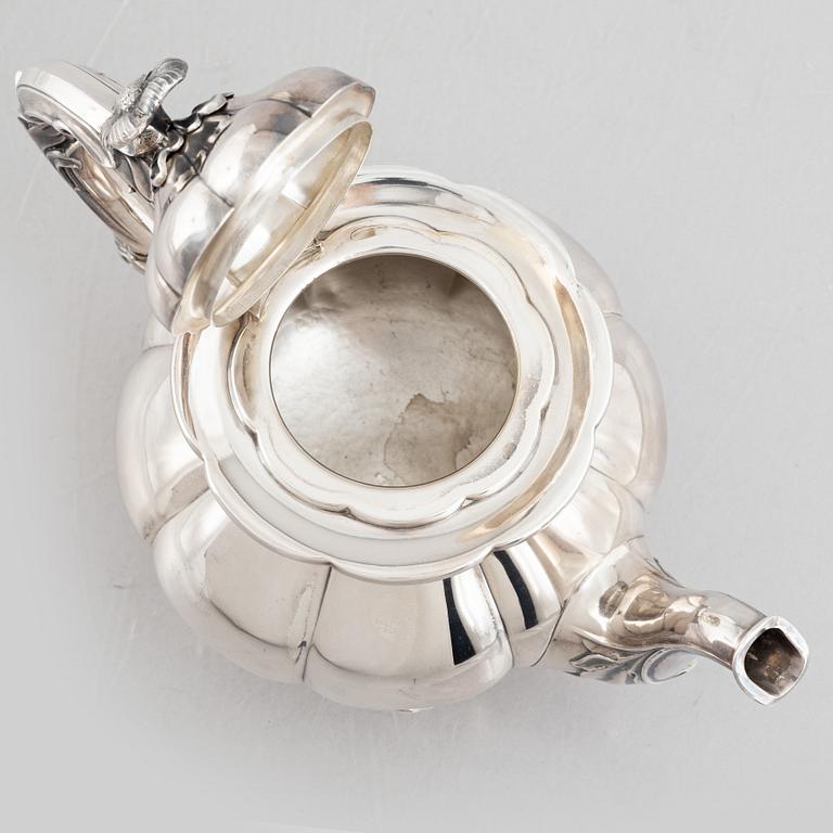 A Rococo-style silver tea pot, probably Norway, mid 20th century.