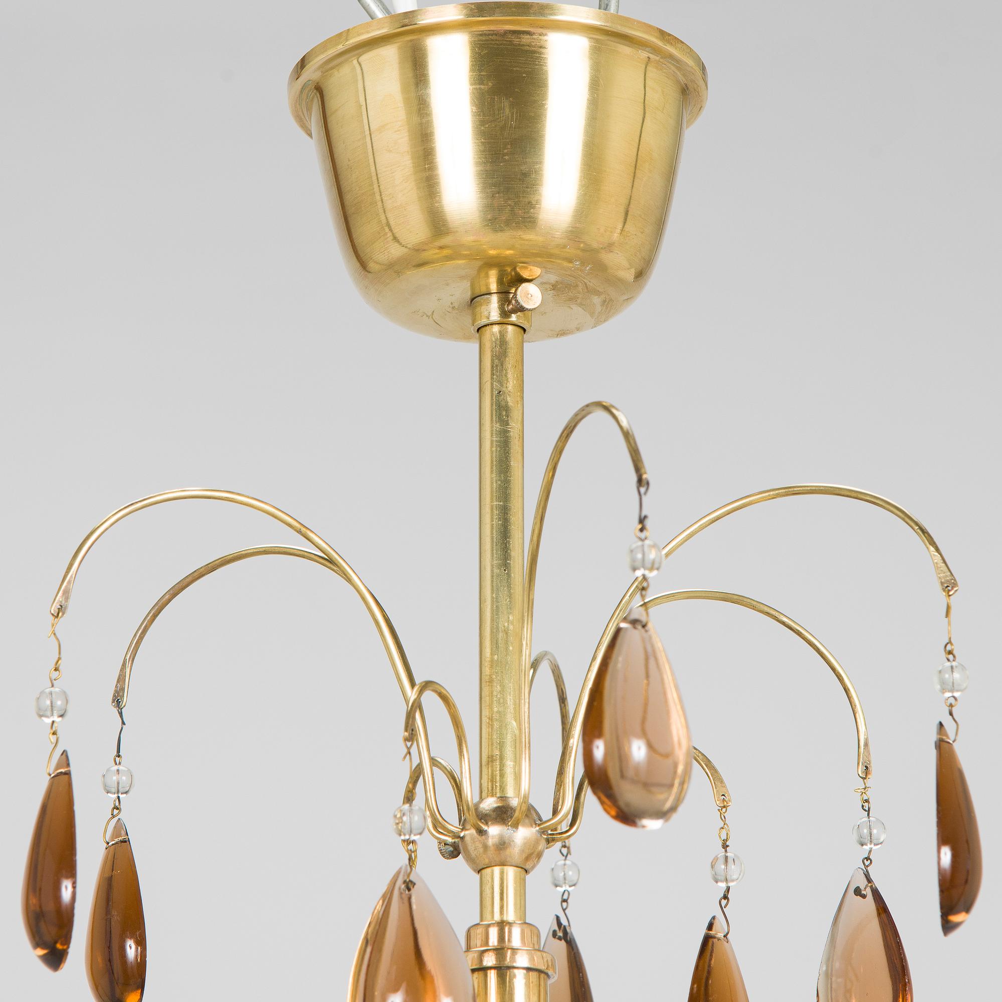 Paavo Tynell, a mid 20th century '1476/6 chandelier for Taito/ Idman.